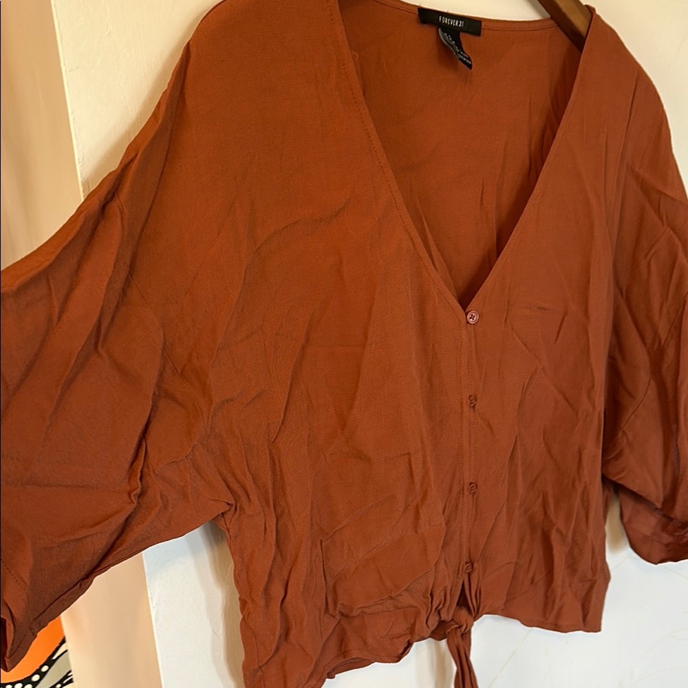 Rust Button-Up Blouse - Picture 4 of 5